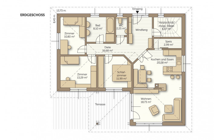 Fertighaus Bungalow Elegance - Grundriss