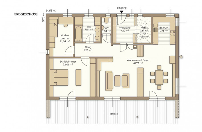 Fertighaus Bungalow Modo 02 - Grundriss