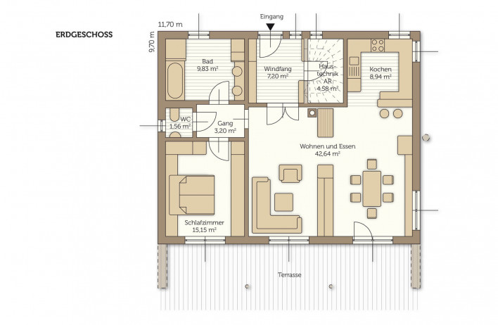 Fertighaus Bungalow Modo 01 - Grundriss