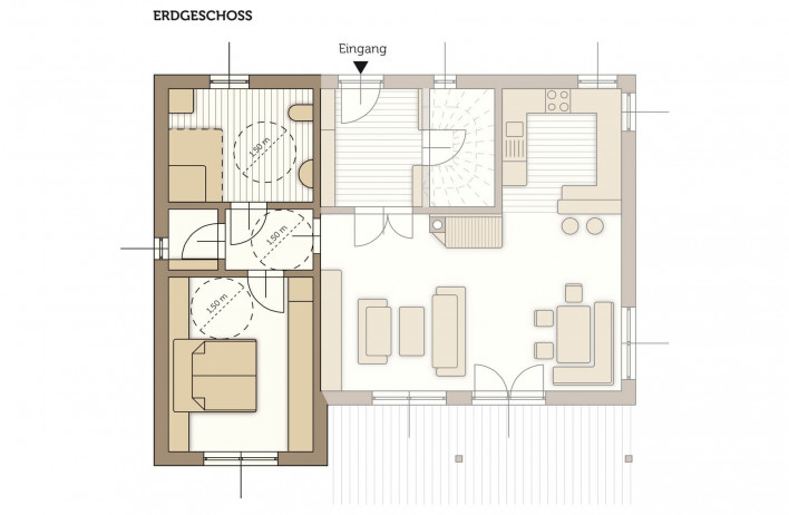 Fertighaus Bungalow Planum - Grundriss Barrierefrei