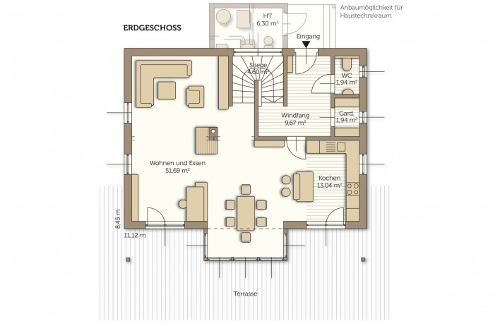 Fertighaus Combino Nova - Grundriss Erdgeschoss