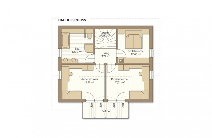 Fertighaus Combino Regio - Grundriss Obergeschoss