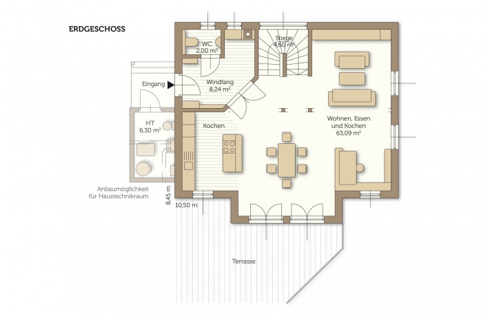 Fertighaus Combino Wellness - Grundriss Erdgeschoss