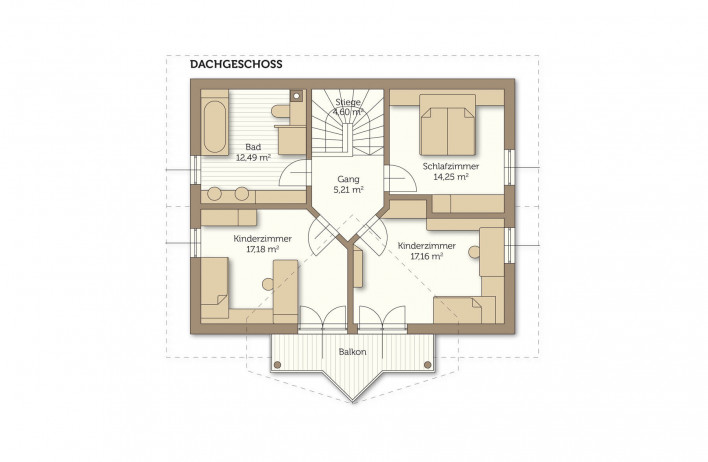 Fertighaus Combino Wellness - Grundriss Dachgeschoss