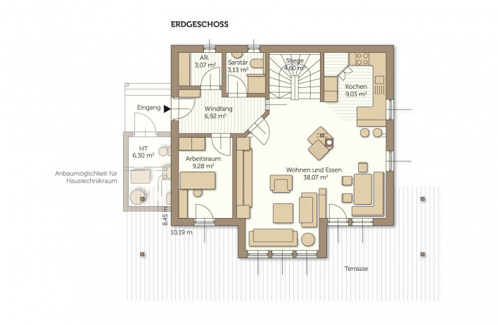 Fertighaus Condo Haid Grundriss Erdgeschoss