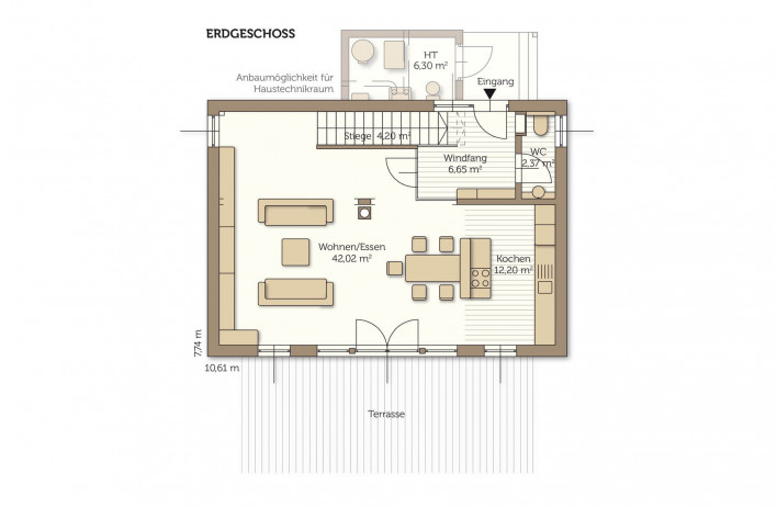 Fertighaus Cubus 01 - Grundriss Erdgeschoss