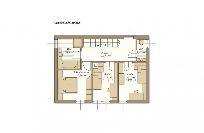 Fertighaus Cubus 01 - Grundriss Obergeschoss